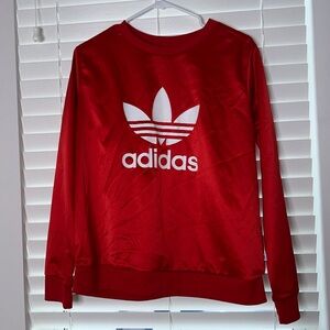 Adidas Red Long Sleeve Windbreaker Sweatshirt Hoodie S